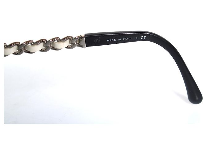 Chanel, gafas de sol cat-eye con cadena de cuero blanco - vista 8