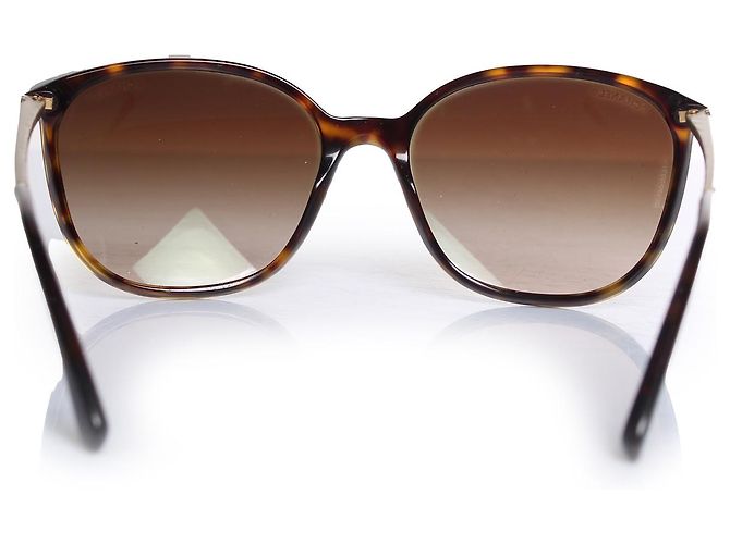 Chanel, braune Sonnenbrille mit Kristallbügeln - Ansicht 5
