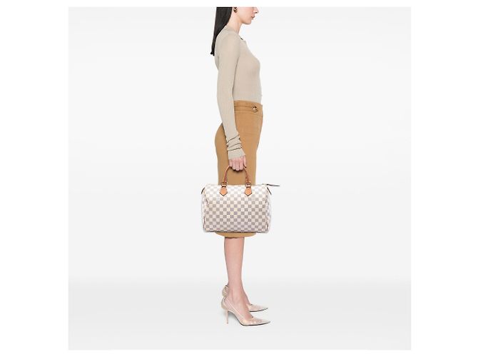 Borsa Boston Louis Vuitton Damier Azur Speedy 30 Bianca - vista 6