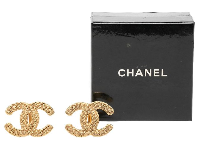 Orecchini a clip Chanel CC intrecciati placcati oro - vista 4