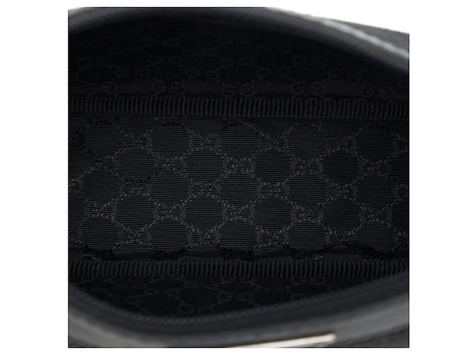 Borsa a tracolla Gucci in denim nero con banda Web - vista 4
