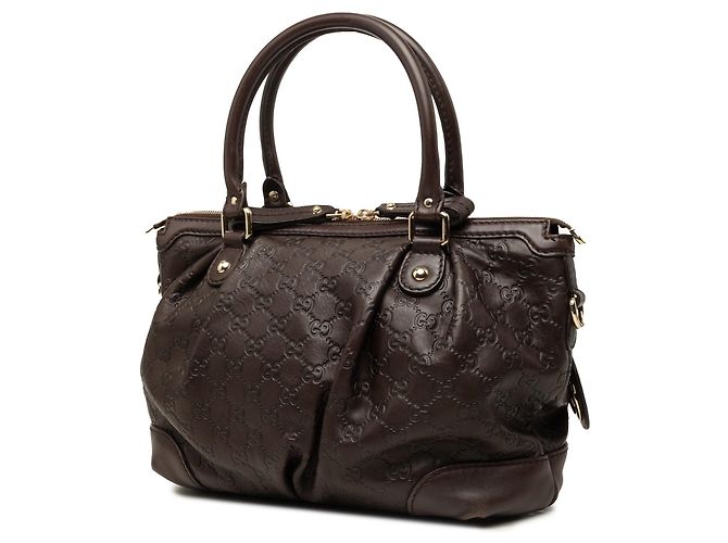 Borsa Satchel Gucci Guccissima Sukey Marrone - vista 2