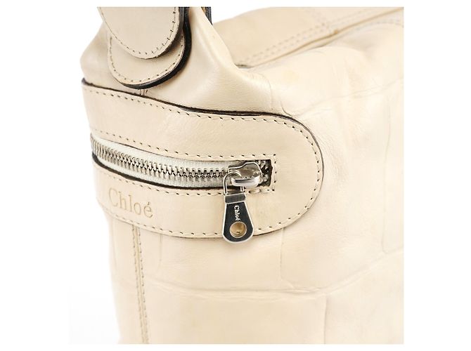 Chloé Bolsa Camera de couro embossed bege - vista 8