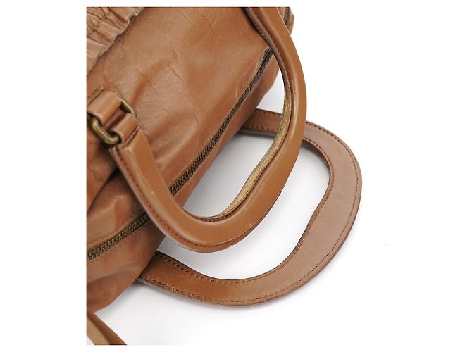 Miu Miu Borsa Bowling in pelle di vitello marrone chiaro - vista 13