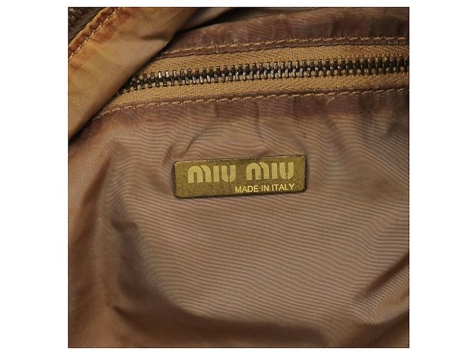 Miu Miu Borsa Bowling in pelle di vitello marrone chiaro - vista 14