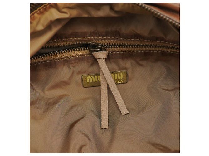 Miu Miu Borsa Bowling in pelle di vitello marrone chiaro - vista 15