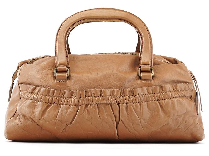 Miu Miu Borsa Bowling in pelle di vitello marrone chiaro - vista 3