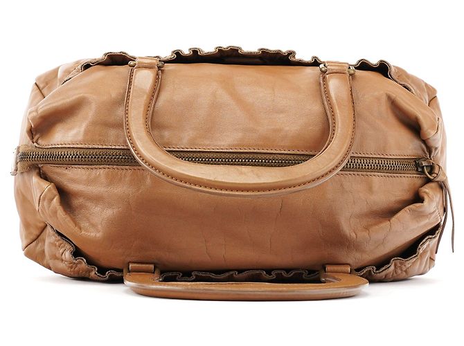 Miu Miu Borsa Bowling in pelle di vitello marrone chiaro - vista 4
