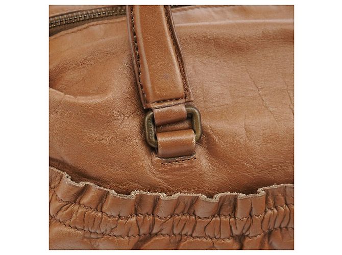 Miu Miu Borsa Bowling in pelle di vitello marrone chiaro - vista 7