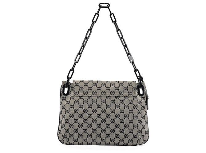 Gucci Borsa a tracolla Grey GG con catena in plastica nera - vista 3