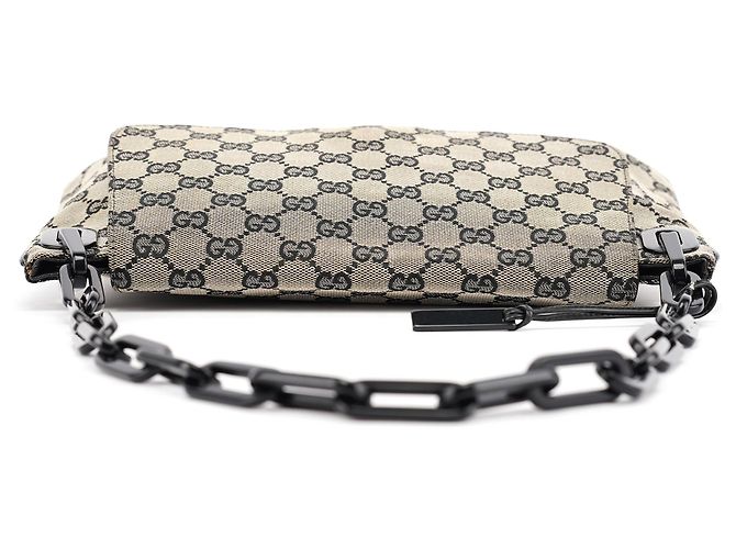 Gucci Borsa a tracolla Grey GG con catena in plastica nera - vista 4