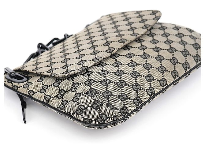 Gucci Borsa a tracolla Grey GG con catena in plastica nera - vista 9