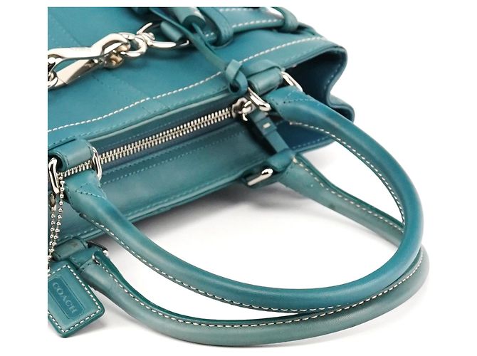 Coach Borsa Tote Hamptons in pelle Teal 8A70 - vista 8
