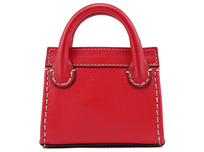 Chloé Bolsa Micro Edith em couro vermelho - vista 4