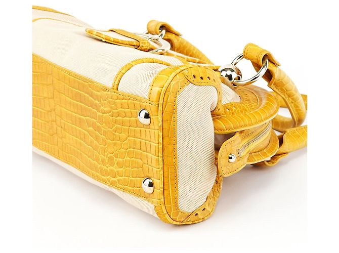 Céline Borsa Tote Beige Gialla Effetto Coccodrillo - vista 10