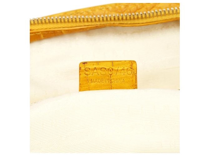 Céline Borsa Tote Beige Gialla Effetto Coccodrillo - vista 17