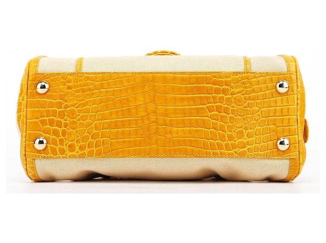 Céline Borsa Tote Beige Gialla Effetto Coccodrillo - vista 4
