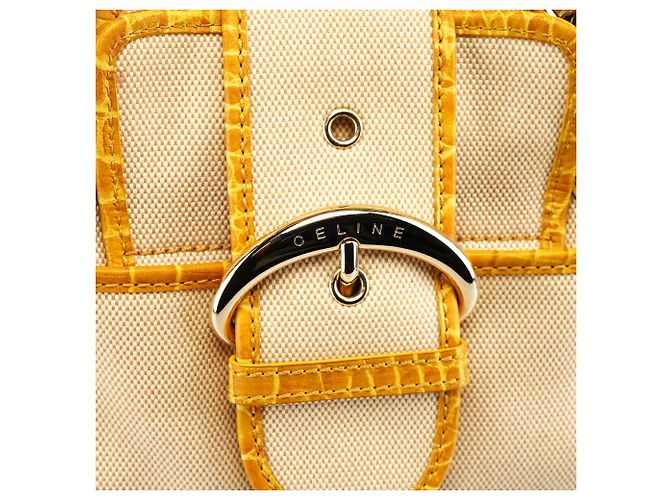 Céline Borsa Tote Beige Gialla Effetto Coccodrillo - vista 6