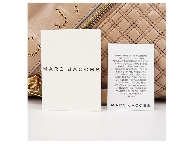 Marc Jacobs Borsa Tote Irina borchiata in pelle beige - vista 9