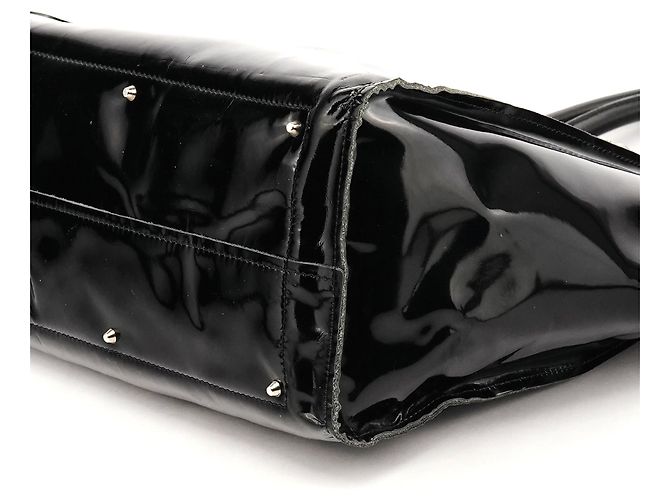 Chloé Borsa Tote in pelle verniciata nera - vista 10