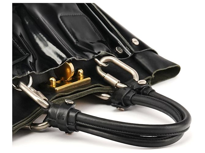 Chloé Borsa Tote in pelle verniciata nera - vista 11