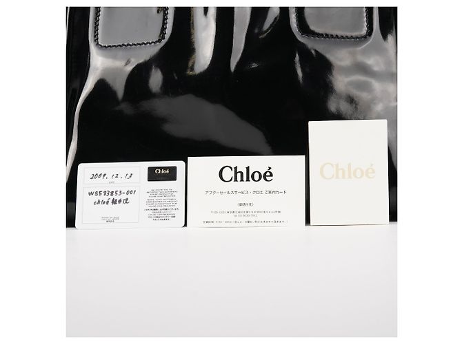 Chloé Borsa Tote in pelle verniciata nera - vista 12