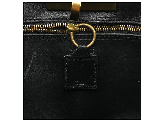 Chloé Borsa Tote in pelle verniciata nera - vista 14