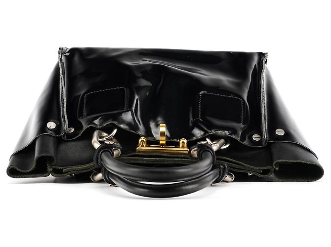 Chloé Borsa Tote in pelle verniciata nera - vista 4