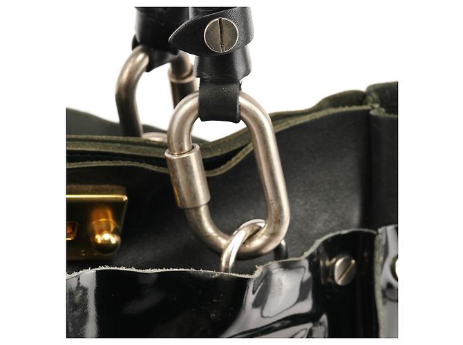 Chloé Borsa Tote in pelle verniciata nera - vista 7