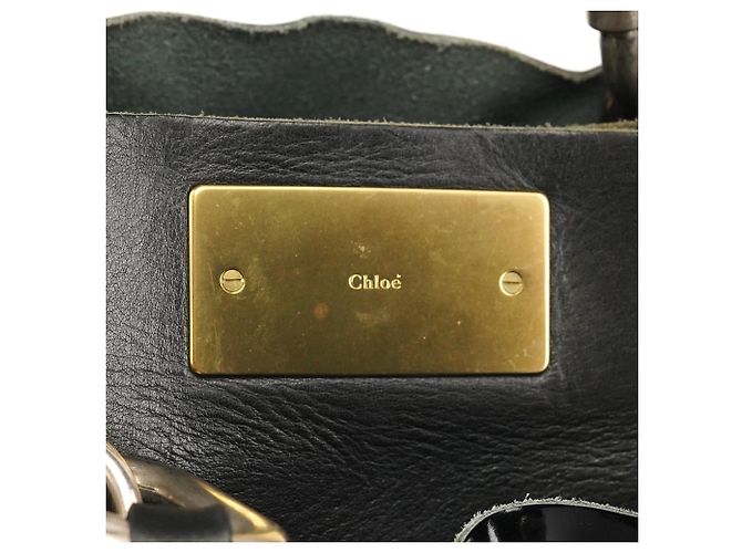Chloé Borsa Tote in pelle verniciata nera - vista 8