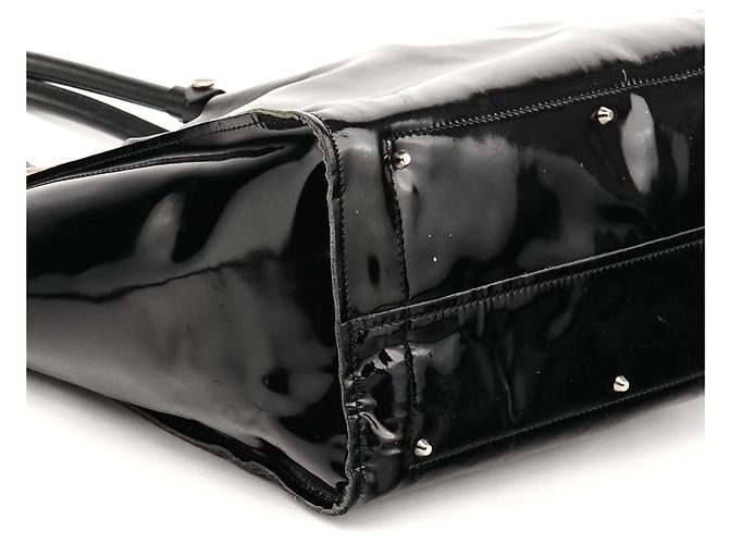 Chloé Borsa Tote in pelle verniciata nera - vista 9