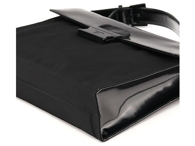 Prada Borsa a mano in nylon Tessuto Spazzolato nera - vista 10