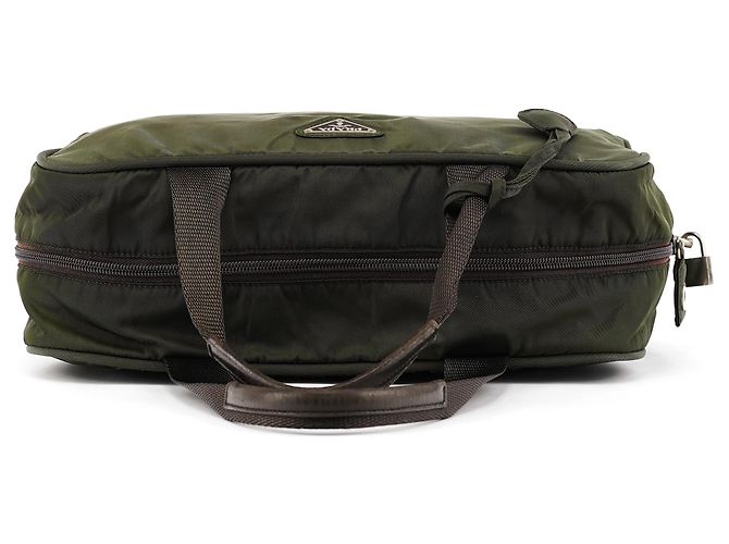 Prada Saco Tote Green Tessuto Nylon Key-Lock - vista 4