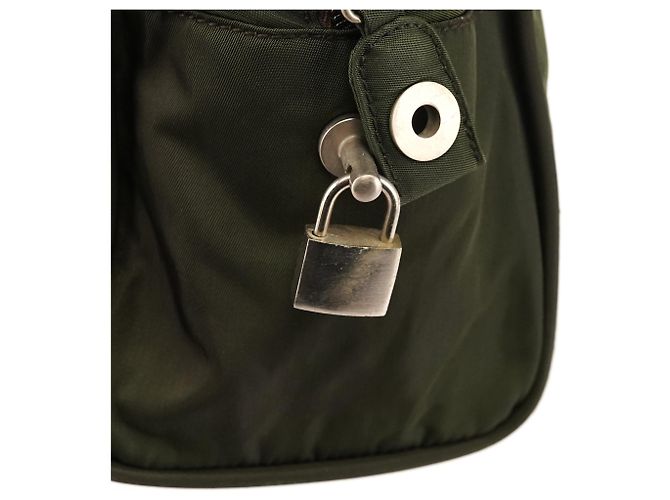 Prada Saco Tote Green Tessuto Nylon Key-Lock - vista 8