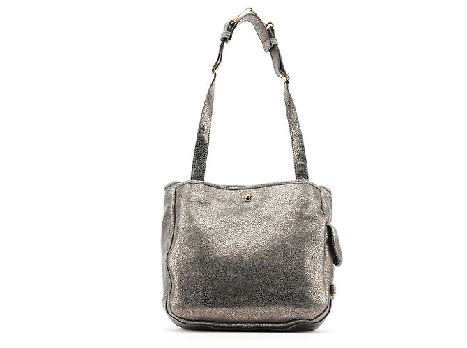 Yves Saint Laurent Borsa a tracolla Muse in pelle craquelé metallizzata - vista 3