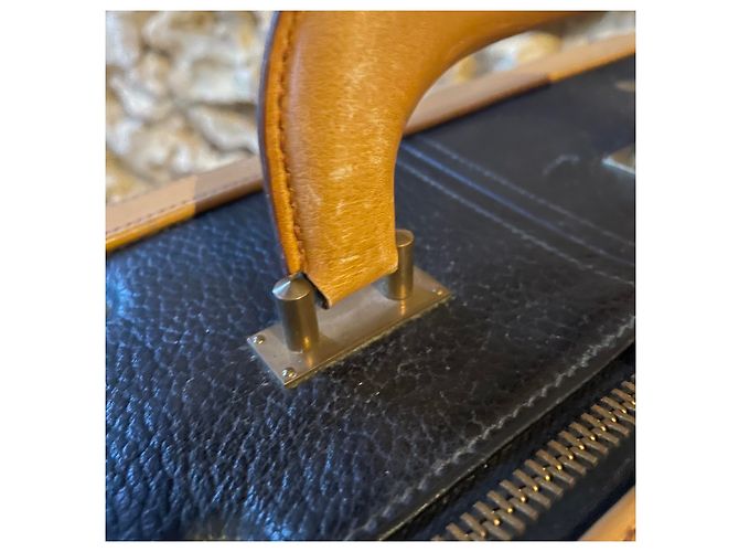 Hermès valigia in pelle nera e camel - vista 14