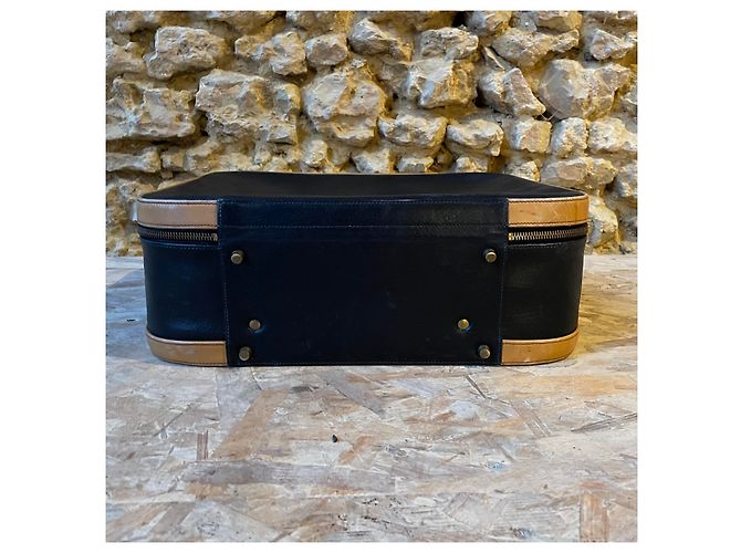 Hermès valigia in pelle nera e camel - vista 15