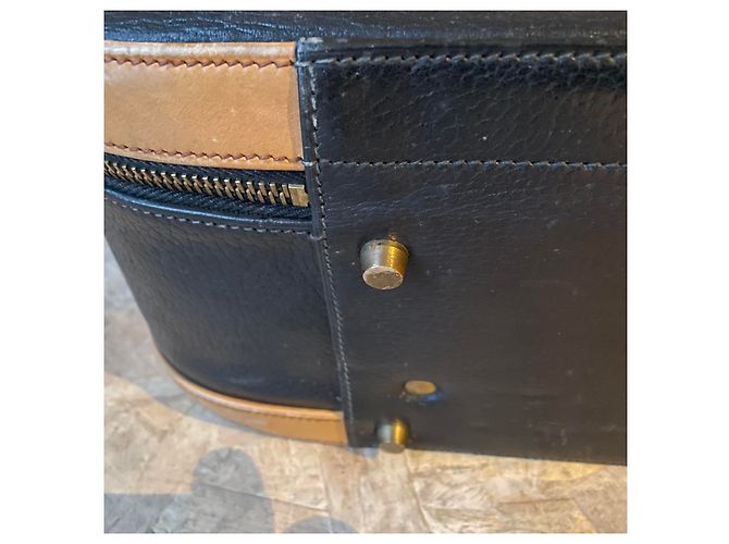 Hermès valigia in pelle nera e camel - vista 16