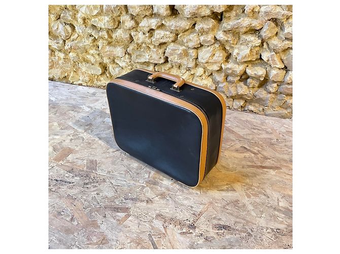 Hermès valigia in pelle nera e camel - vista 17