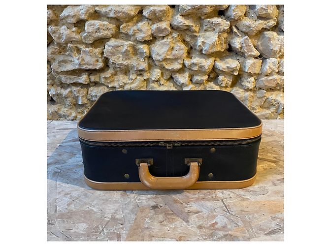 Hermès valigia in pelle nera e camel - vista 2