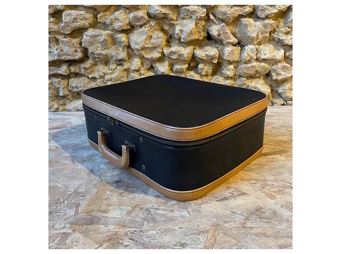 Hermès valigia in pelle nera e camel - vista 3