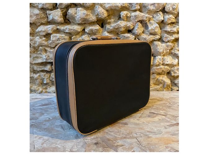 Hermès valigia in pelle nera e camel - vista 4