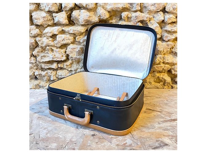 Hermès valigia in pelle nera e camel - vista 6