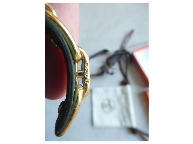 Hermès Bracciale in Pelle e Catena Dorata - vista 10