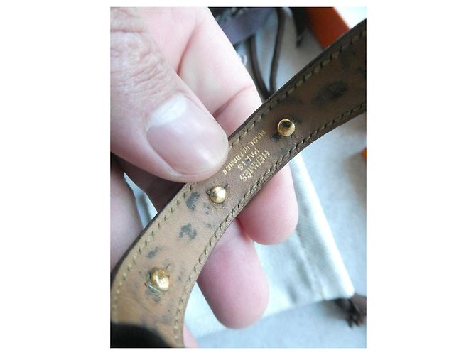 Hermès Bracciale in Pelle e Catena Dorata - vista 6