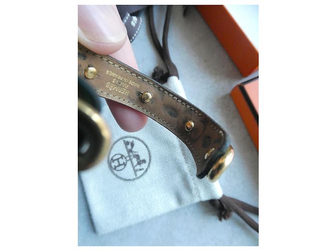 Hermès Bracciale in Pelle e Catena Dorata - vista 8