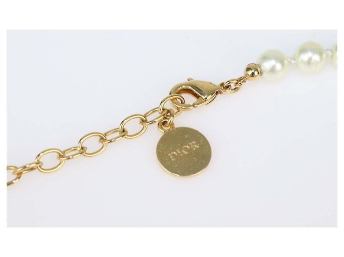 Collana corta 30 Montaigne Christian Dior in oro e perle finte bianche - vista 4