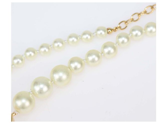 Collana corta 30 Montaigne Christian Dior in oro e perle finte bianche - vista 5