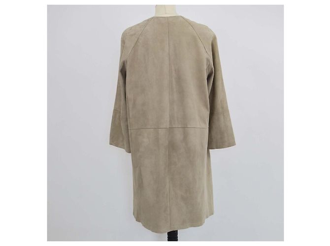 Autre Marque Giacca lunga in camoscio beige S'Max Mara - vista 3