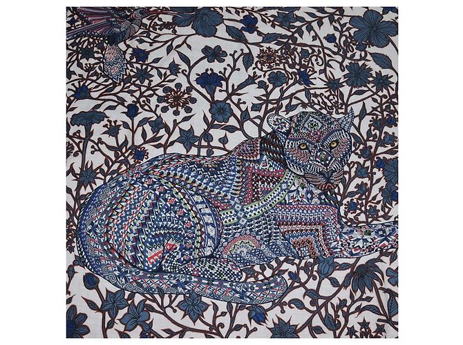 Hermès Hermes Multicolor Cashmere Silk Le Jaguar Et Le Colibri Shawl - vista 2